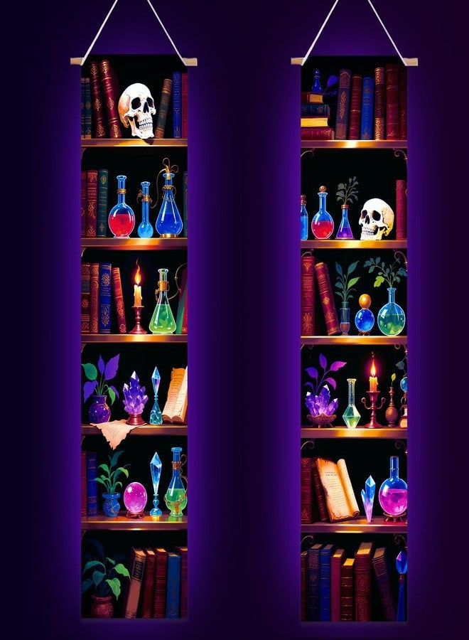 ACRNIGHEET 2 Pcs Black Light Tapestry Magic Bookshelf Trippy Blacklight Tapestry Art Wall Decor UV Reactive Blacklight Posters Aesthetic Room Wall Hanging Backdrop for Bedroom Home Decoration - Image 1